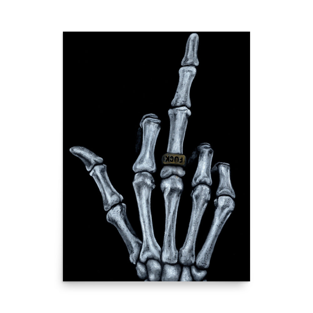 Middle Fingers, traditional charcoal artwork inspired by Missio by Bex Coal Art, 18x24 art print