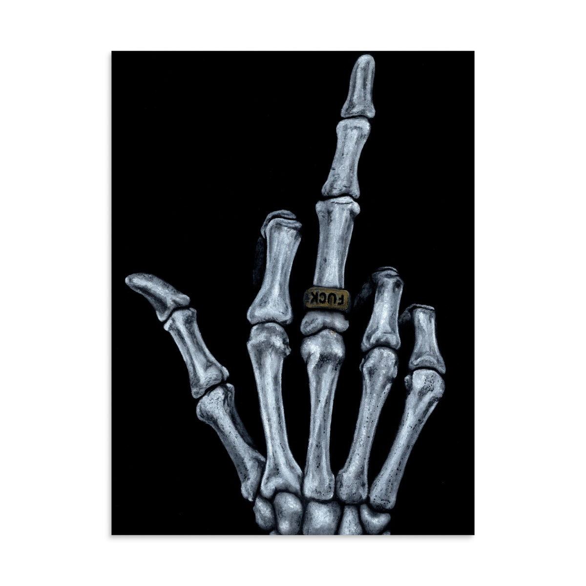 Middle Fingers, traditional charcoal artwork inspired by Missio by Bex Coal Art, 24x32 art print